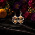 Boucles d'Oreilles Bohèmes – Œil de Tigre & Métal Doré