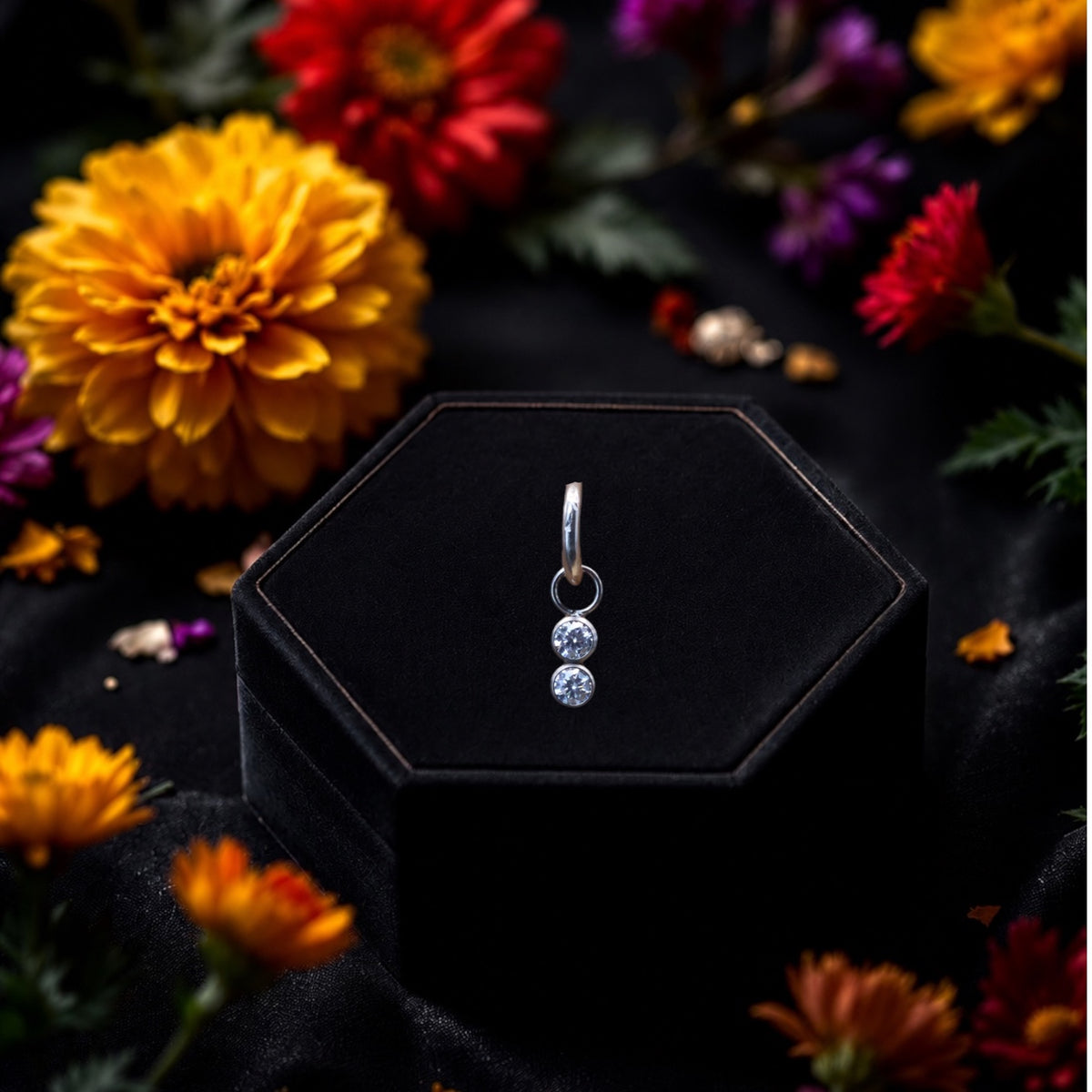 Charm Double cabochon en Titane ASTM F136 – Pendentif pour Anneau de Piercing