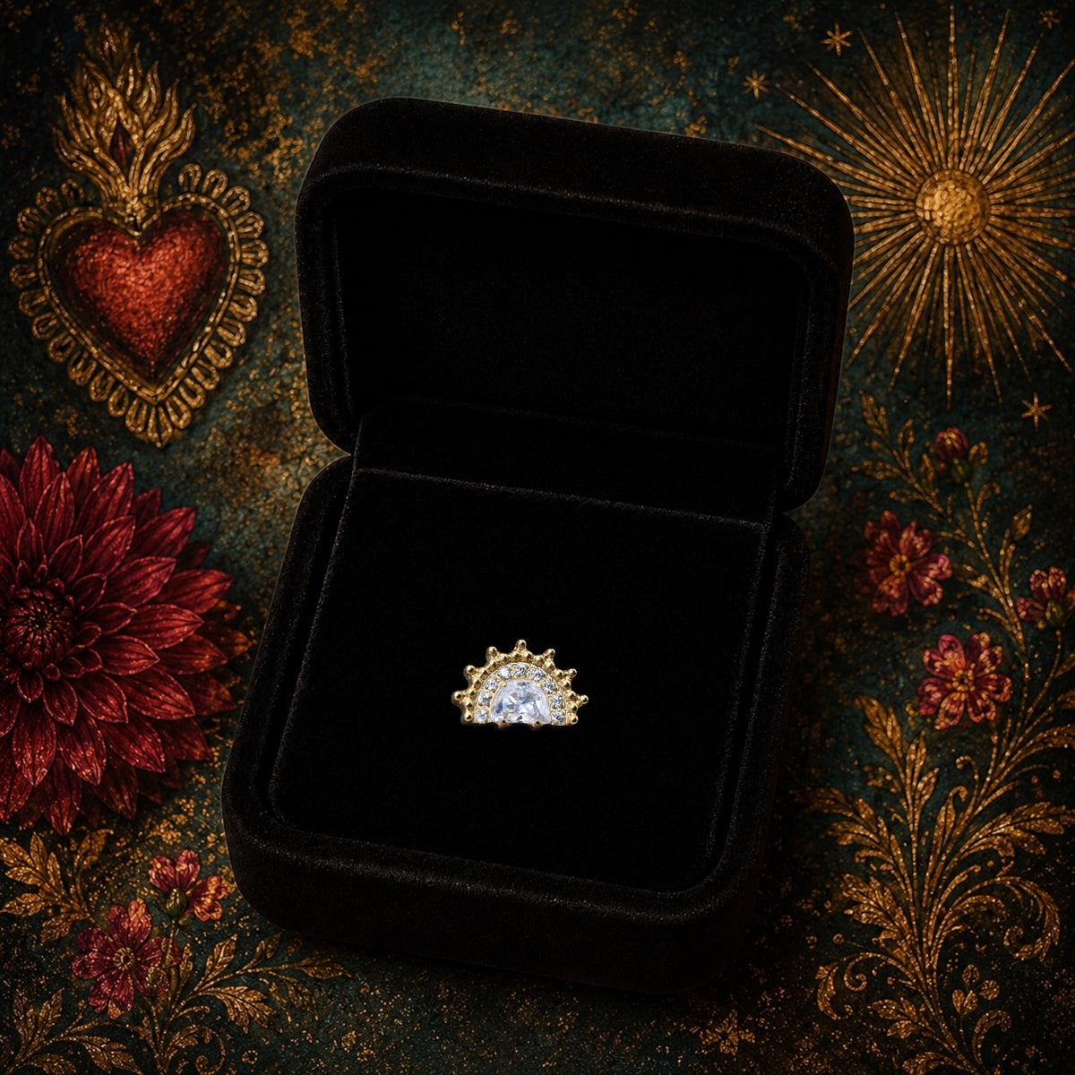 Piercing Soléa en Titane ASTM F136 – Demi-Soleil Serti de Zircons