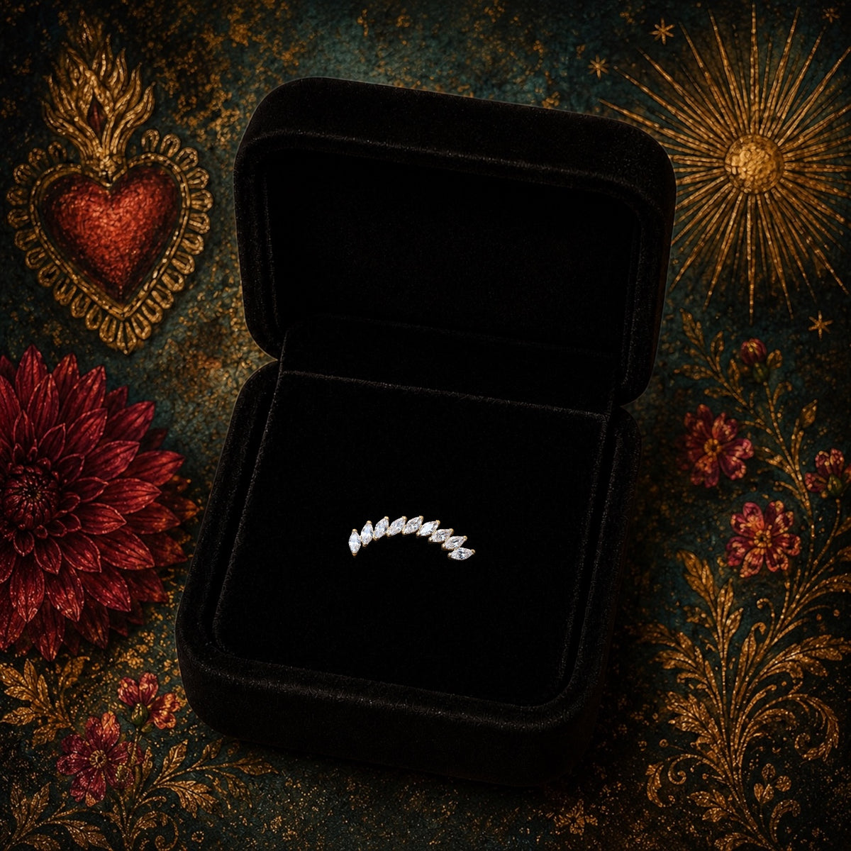 Piercing Sylvena en Titane ASTM F136 – Courbe de Zircons Marquise