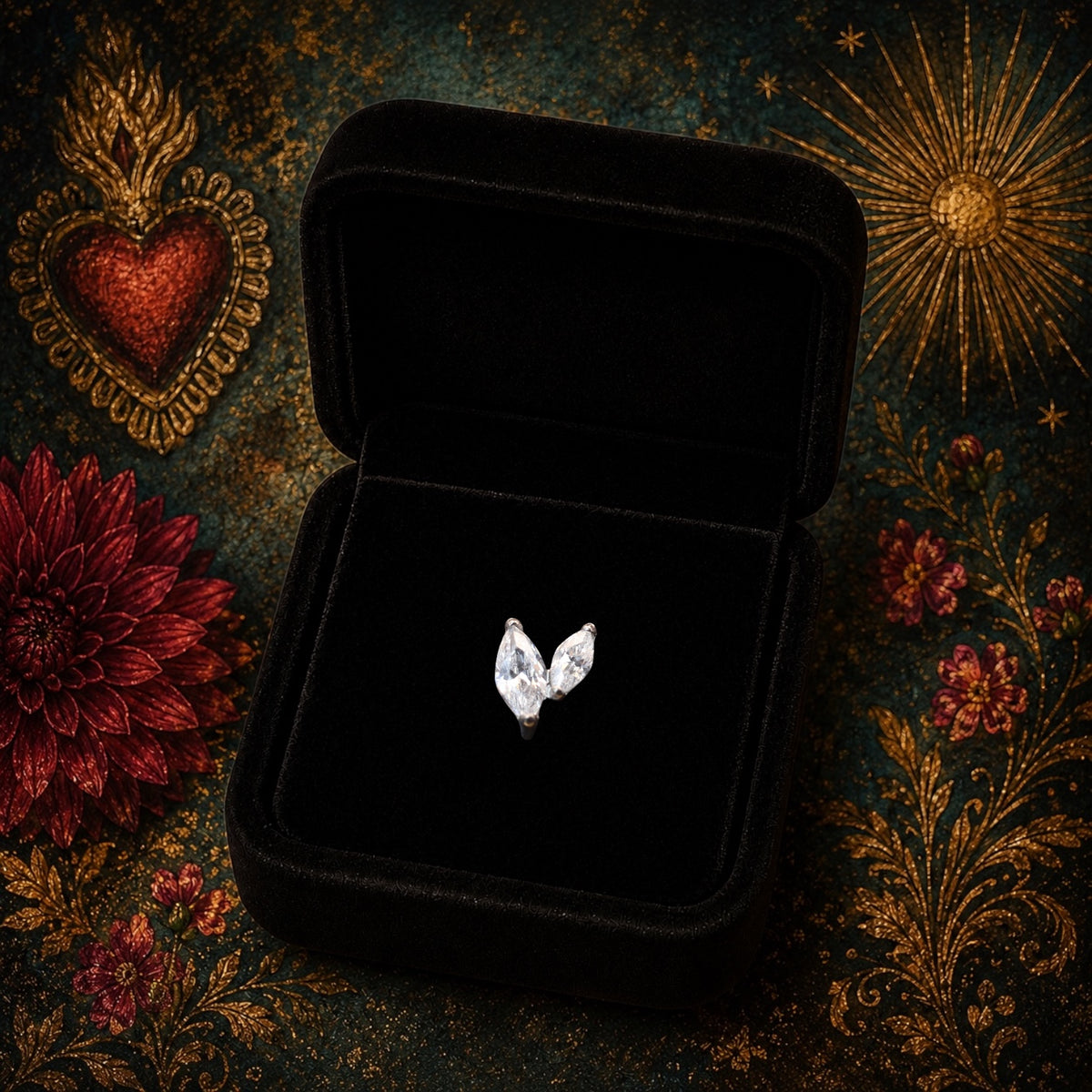 Piercing Luna Duo en Titane ASTM F136 – Double Zircon Marquise