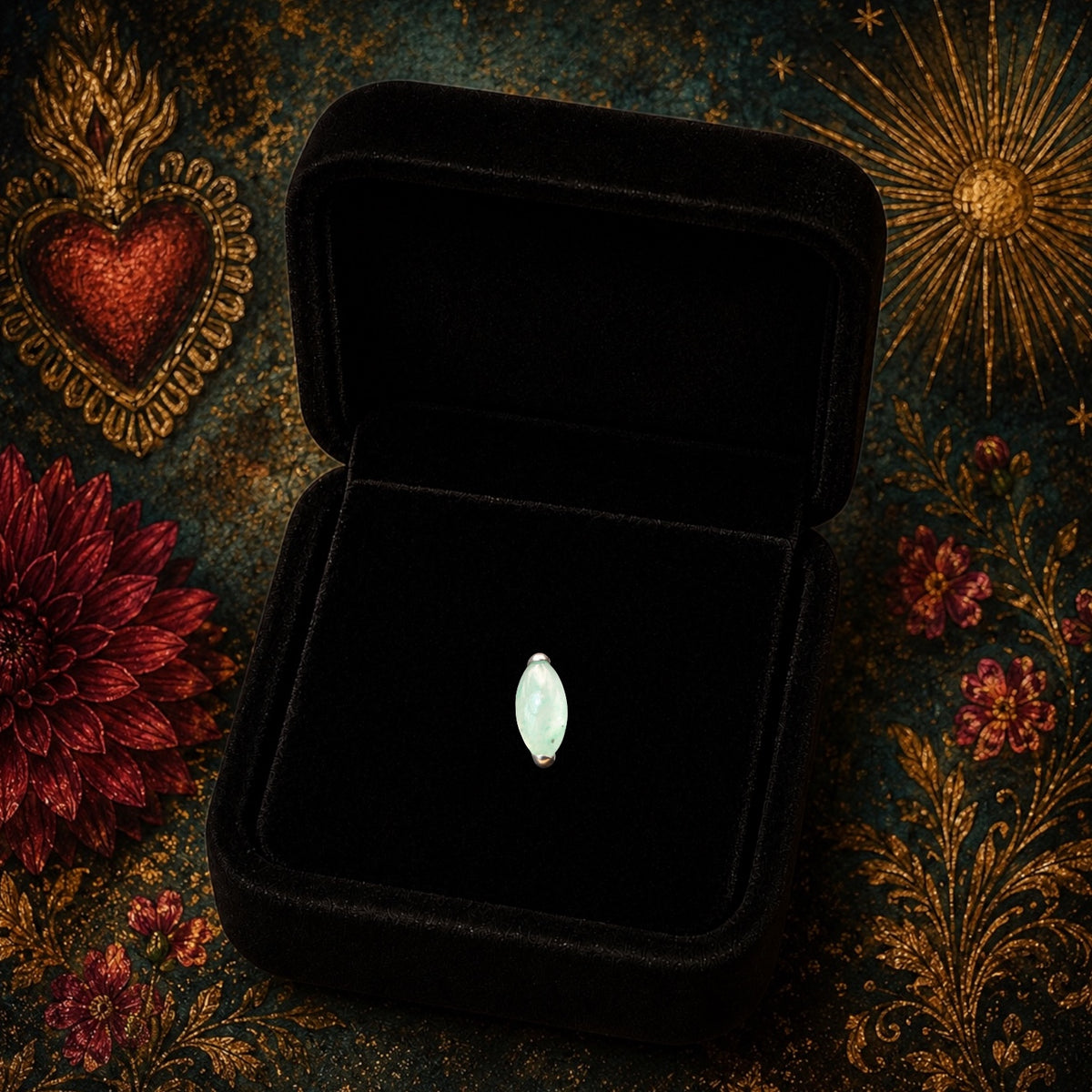 Piercing Nova Moonstone en Titane ASTM F136 – Pierre Naturelle Taille Marquise