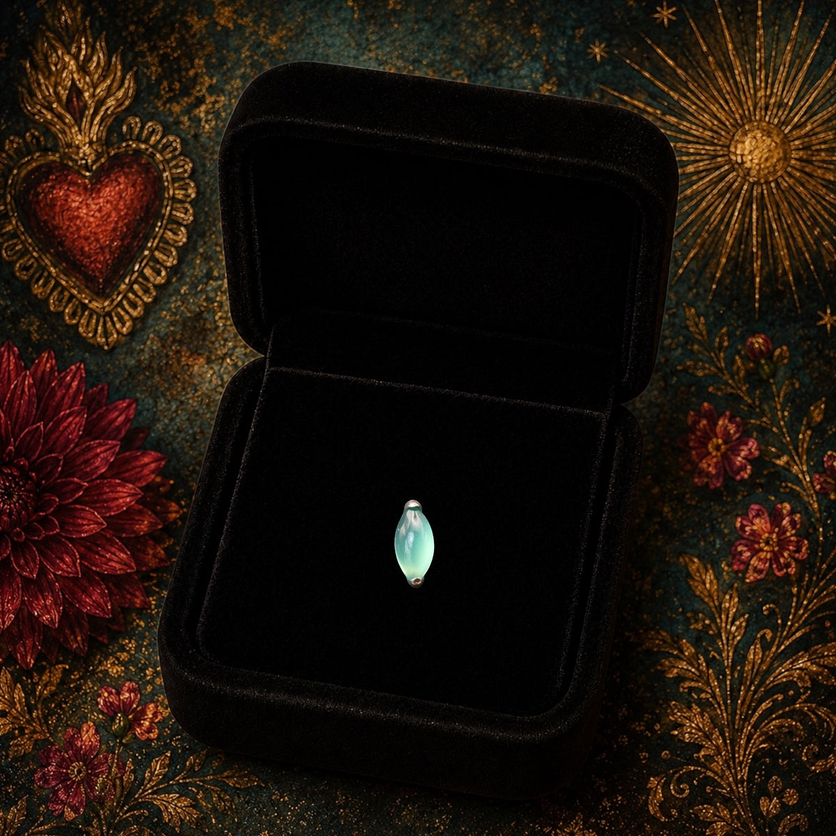 Piercing Nova Moonstone en Titane ASTM F136 – Pierre Naturelle Taille Marquise