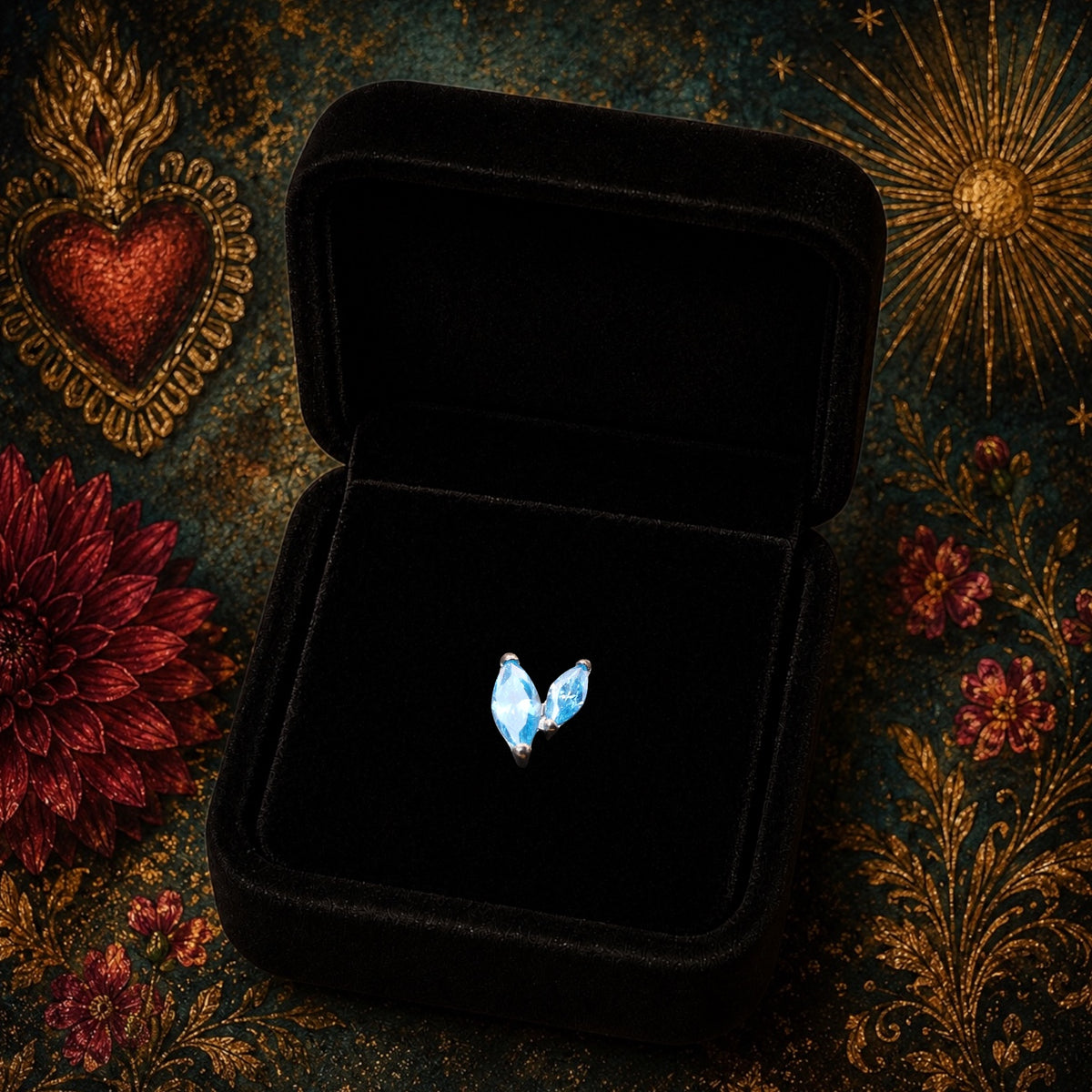 Piercing Luna Duo en Titane ASTM F136 – Double Zircon Marquise