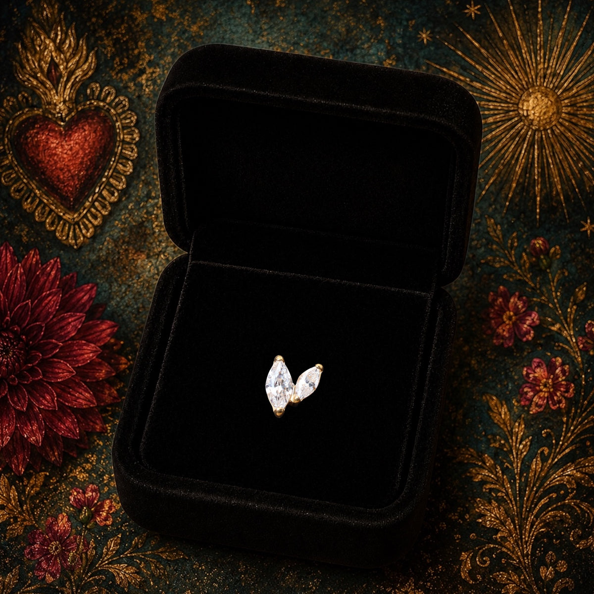 Piercing Luna Duo en Titane ASTM F136 – Double Zircon Marquise