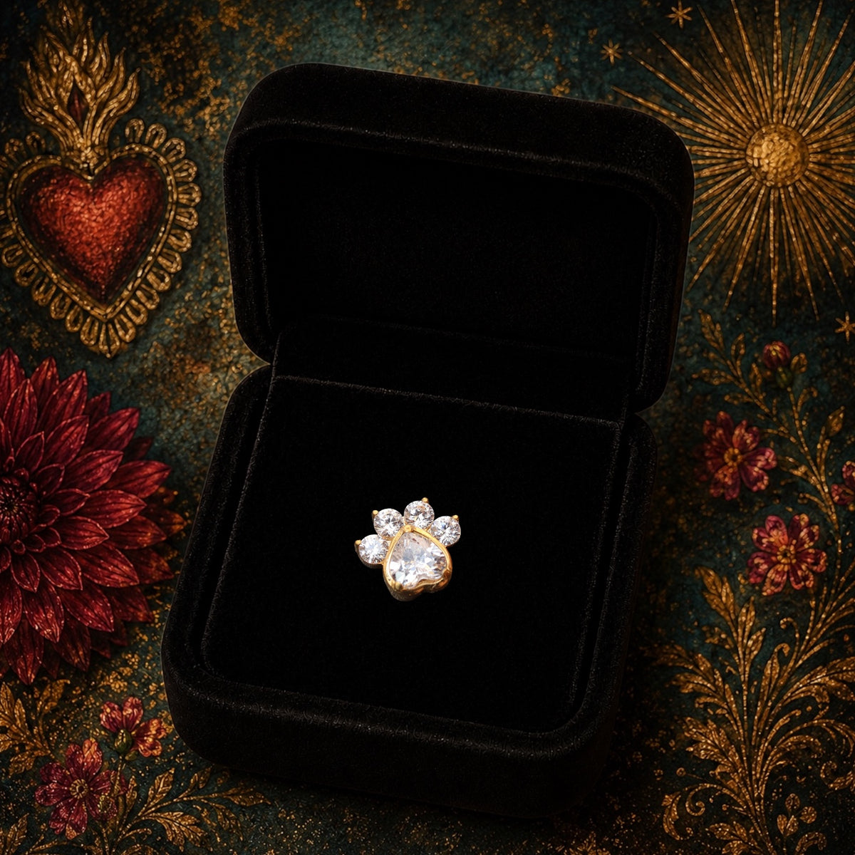 Piercing Paw Love en Titane ASTM F136 – Empreinte de Patte en Zirconiums