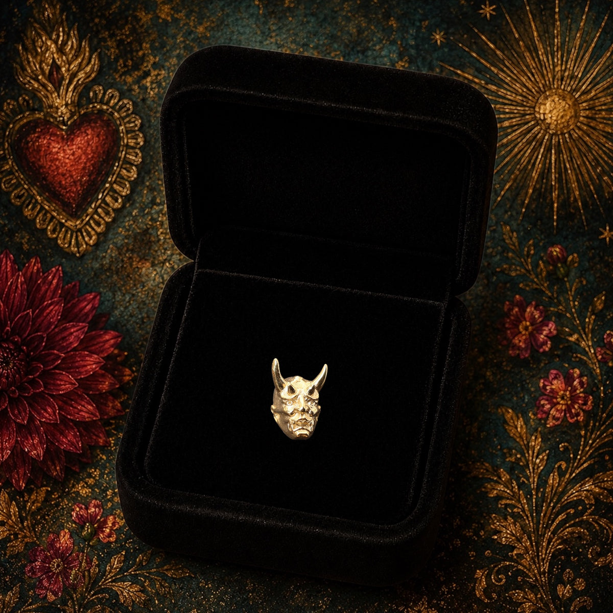 Piercing Hannya en Titane PVD Or – Masque Japonais