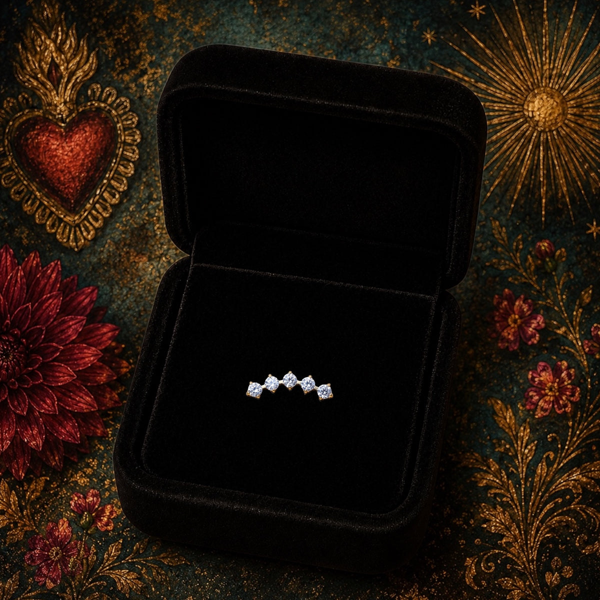 Piercing Astera en Titane ASTM F136 – Quintette de Zircons