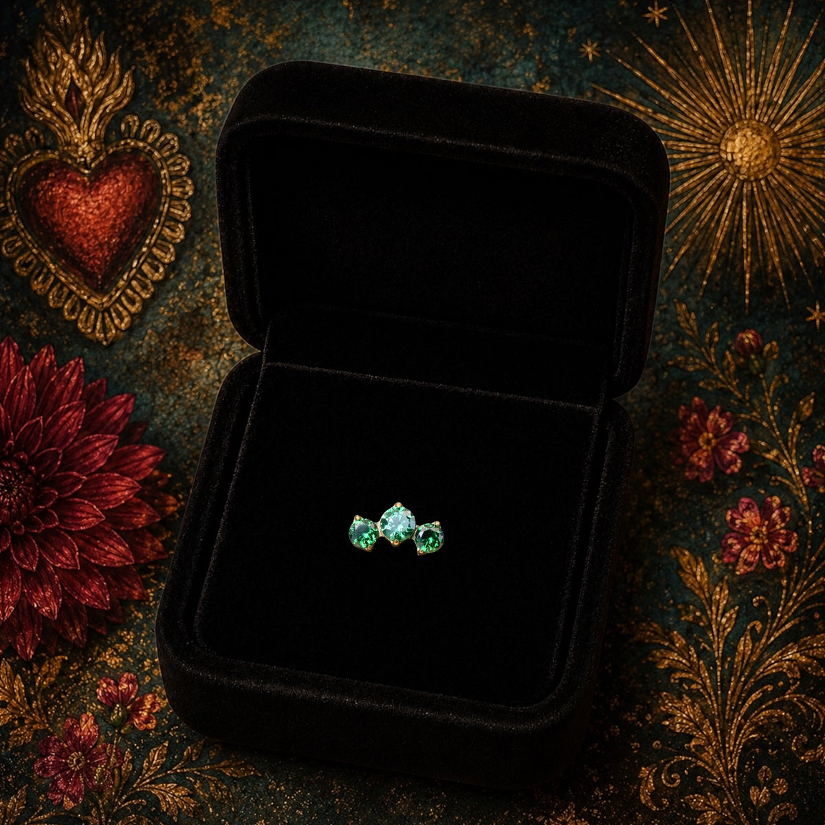 PIERCING NALYA – Piercing triple zircon à filetage interne en titane ASTM F136