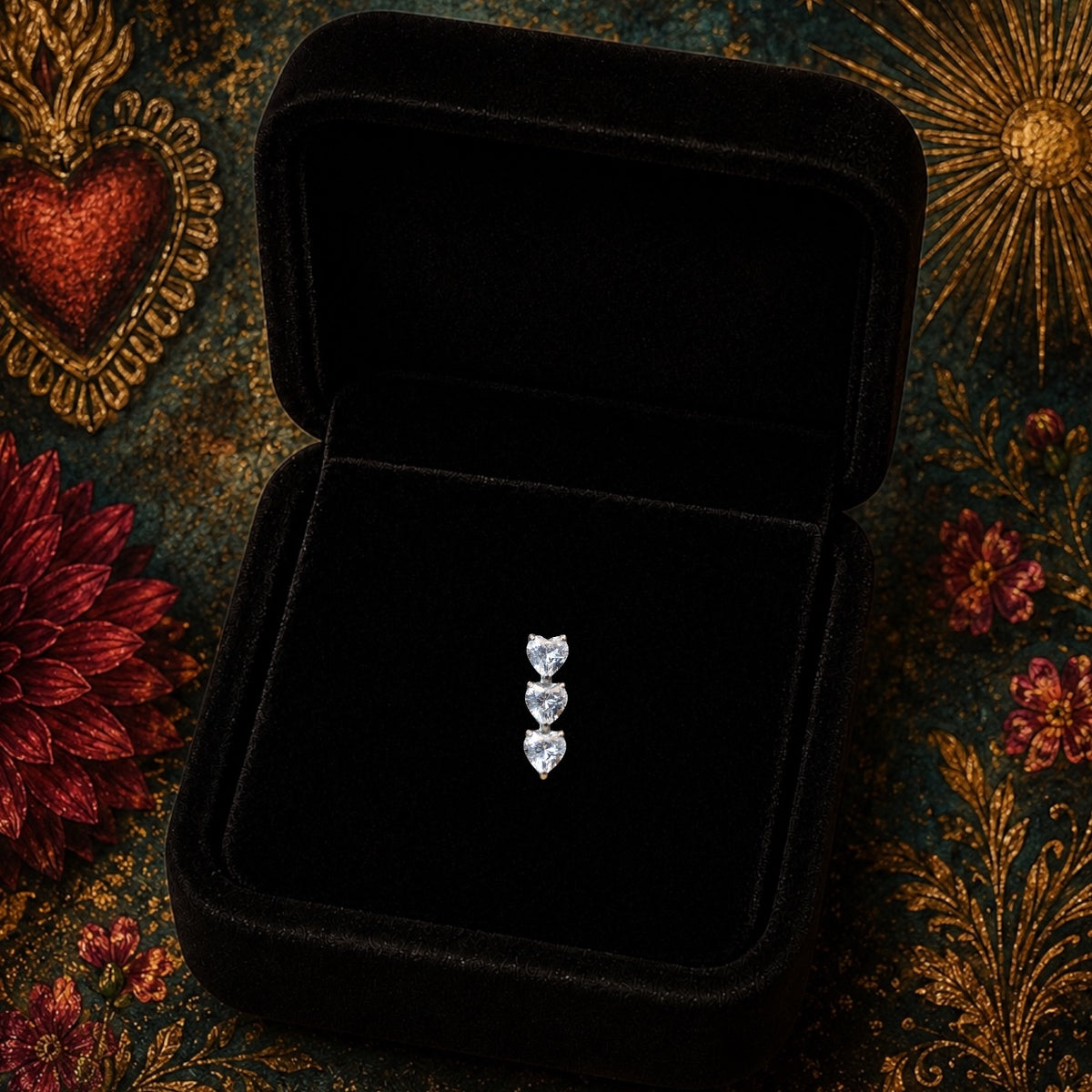 Piercing Amoria en Titane ASTM F136 – Trio de Cœurs