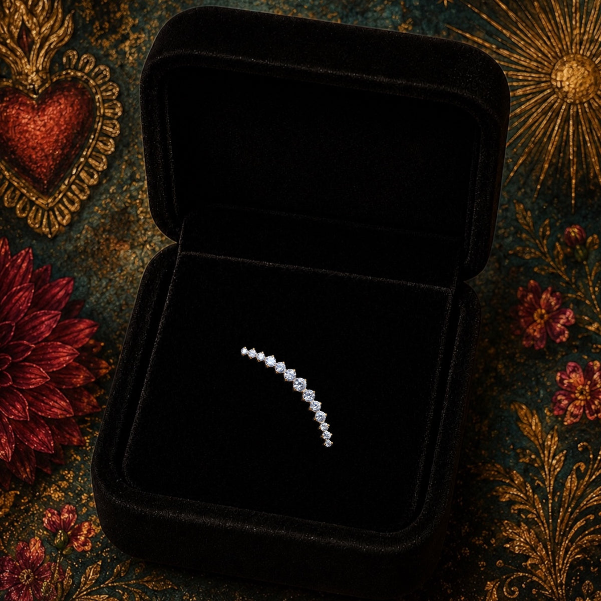 Piercing Cascade en Titane ASTM F136 – Ligne de Zircons Dégradés