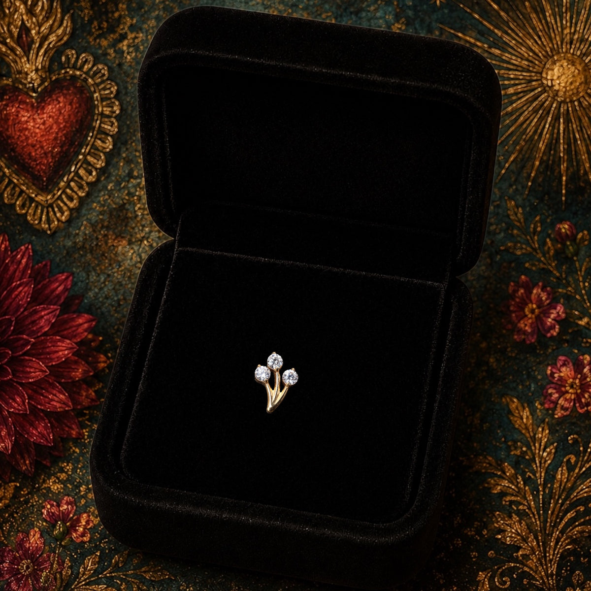 Piercing Floriane en Titane – Trio de Zircons
