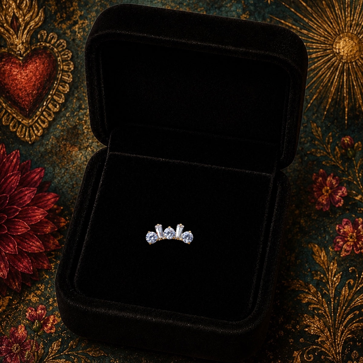 Piercing Aurore en Titane ASTM F136 – Zircons Ronds & Baguettes