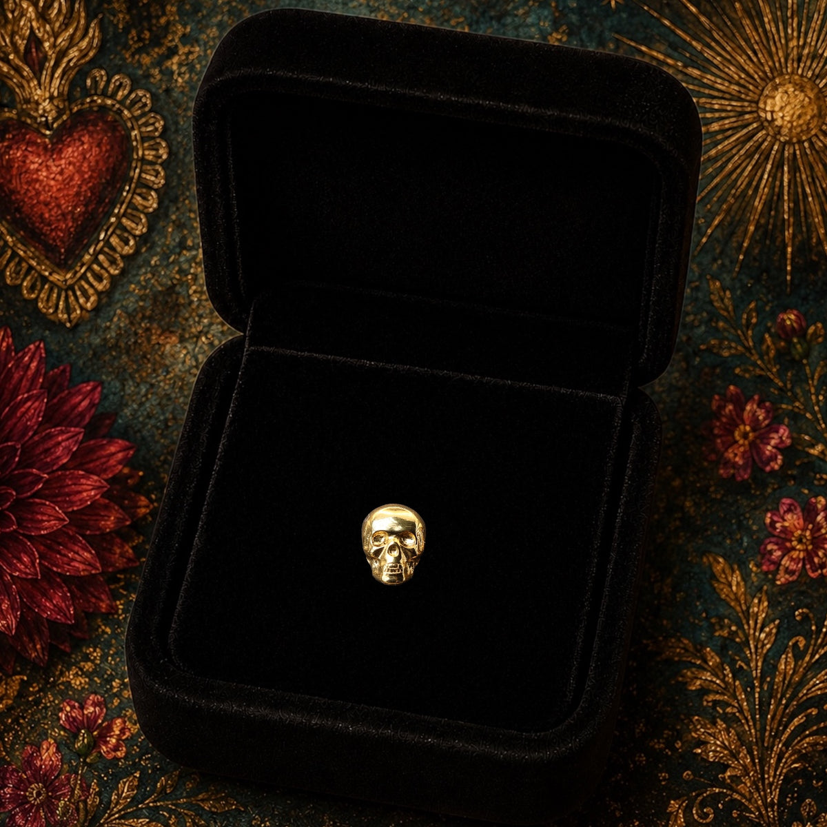 Piercing Memento en Titane ASTM F136 Doré – Tête de Mort Polie