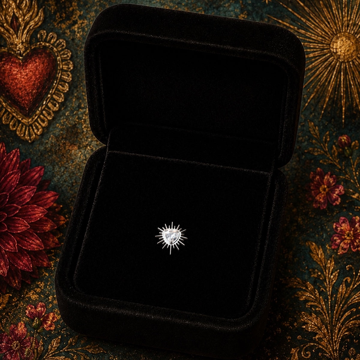 Piercing Corazia en Titane – Cœur Rayonnant & Zircon