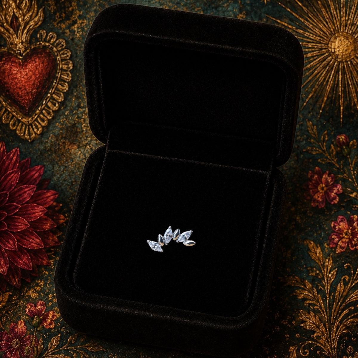 Piercing Oléa en Titane – Rameau de Zircons Marquise