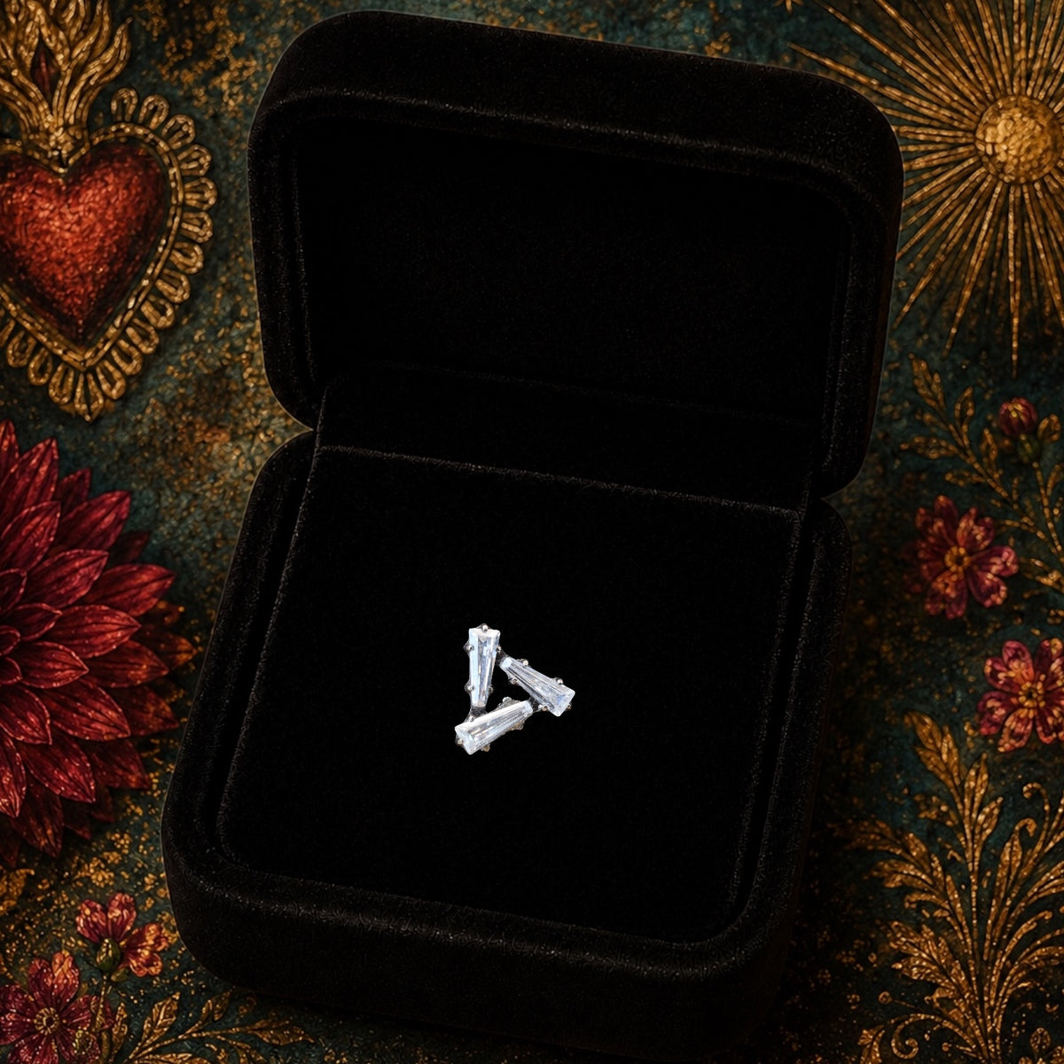 Piercing  Brigitte Titane – Trio de Zircons Baguette