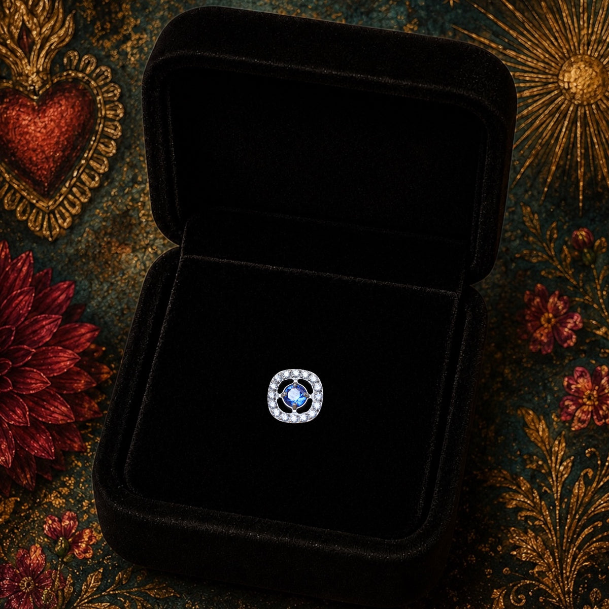 Piercing Asteria en Titane – Halo de Zircons & Pierre Bleue