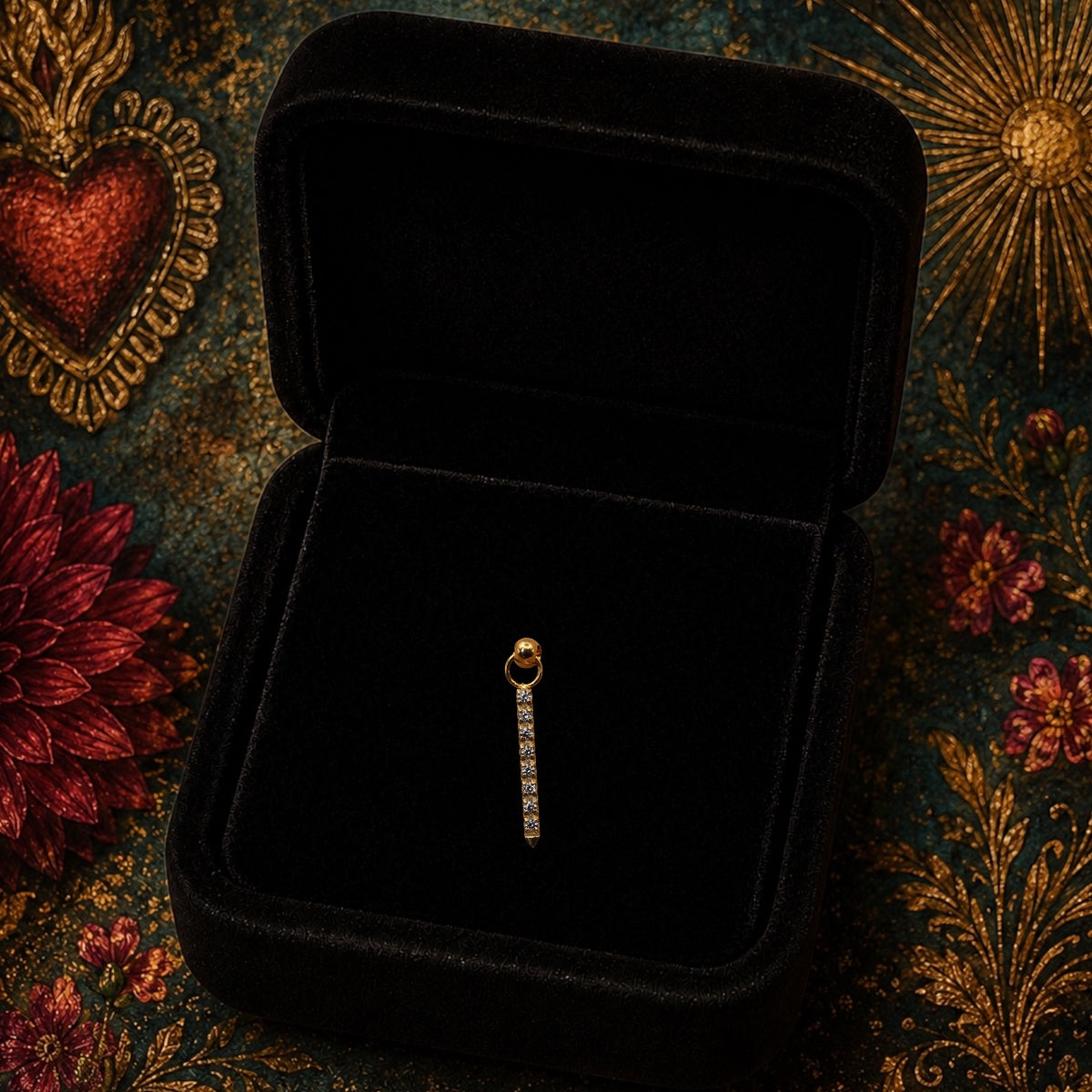 Piercing Éclipse en Titane ASTM F136 – Pendentif Pavé de Zircons