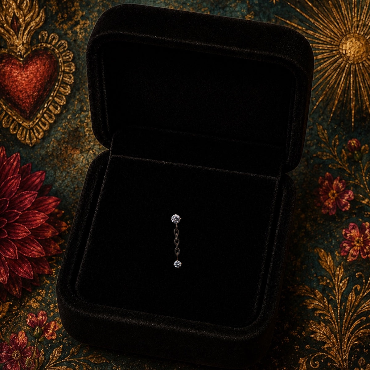 Piercing Liora en Titane – Chaînette Double Zircon